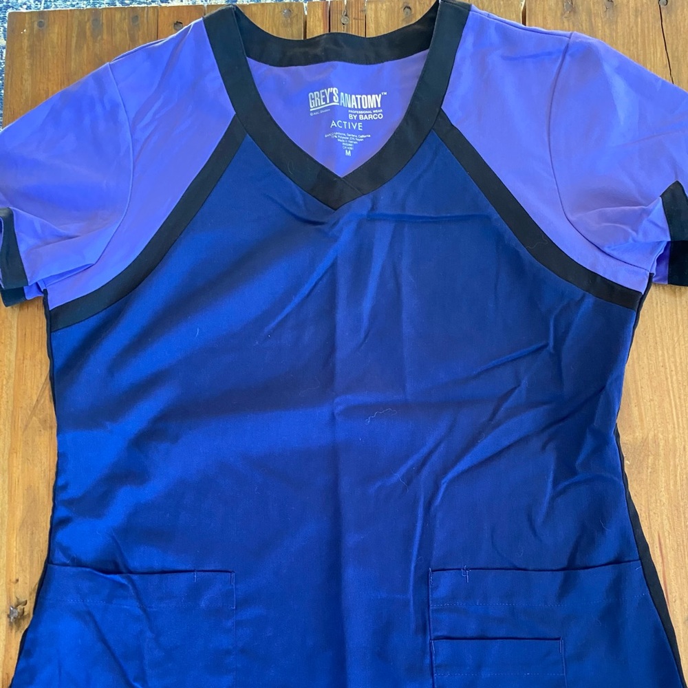 Navy and purple greys anatomy scrub top